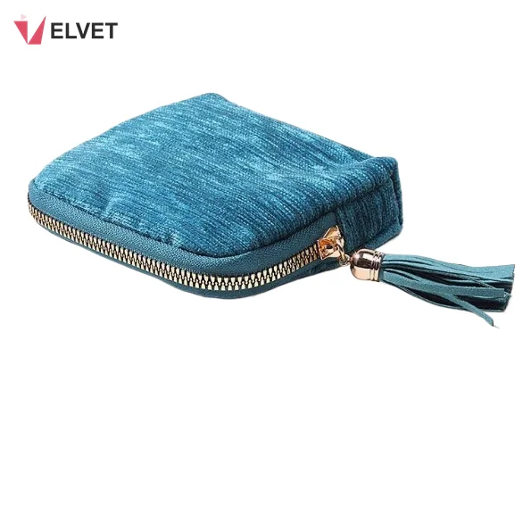 Classic Tassel Zip Pouch — Chenille Velvet Jewelry Pouch with Custom Logo