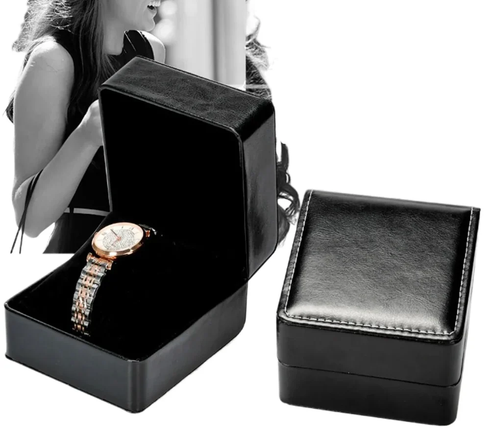Black Leatherette Watch & Jewelry Boxes