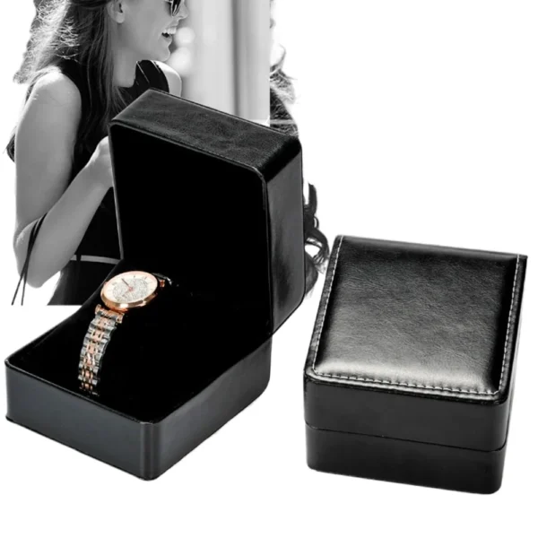 Black Leatherette Watch & Jewelry Boxes