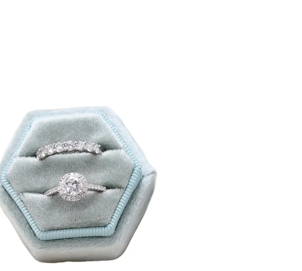 Hexagonal Velvet Jewelry Box — Double-layer