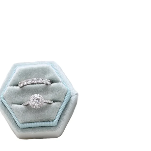 Hexagonal Velvet Jewelry Box — Double-layer