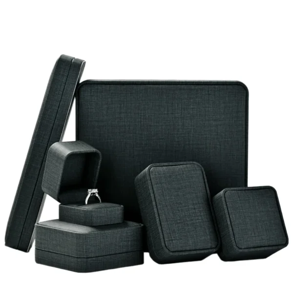 Black Leather Jewelry Box With Drawers