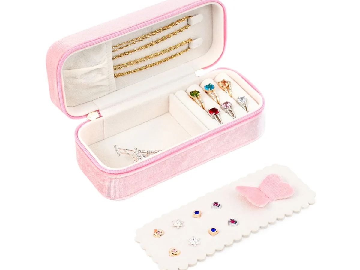 Red Velvet Jewelry Box — travel-ready