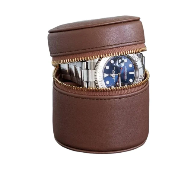 customized-logo-portable-round-pu-leather-watch-storage-case-3