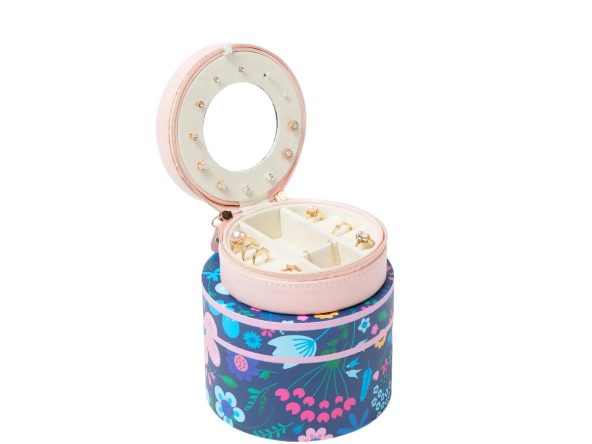Round Jewelry Box — Double-layer, travel-ready