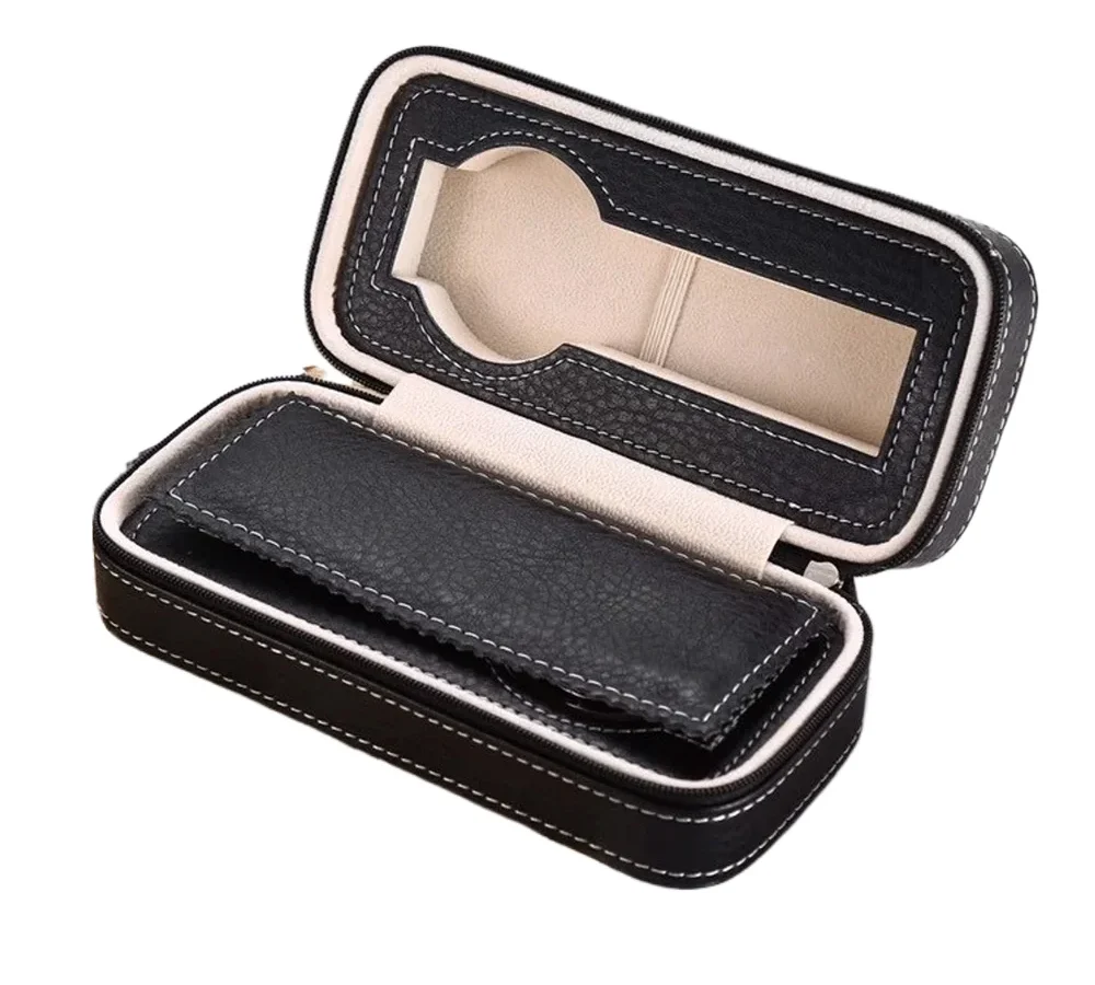 Mens Watch And Jewelry Box — 2-slot, travel-ready
