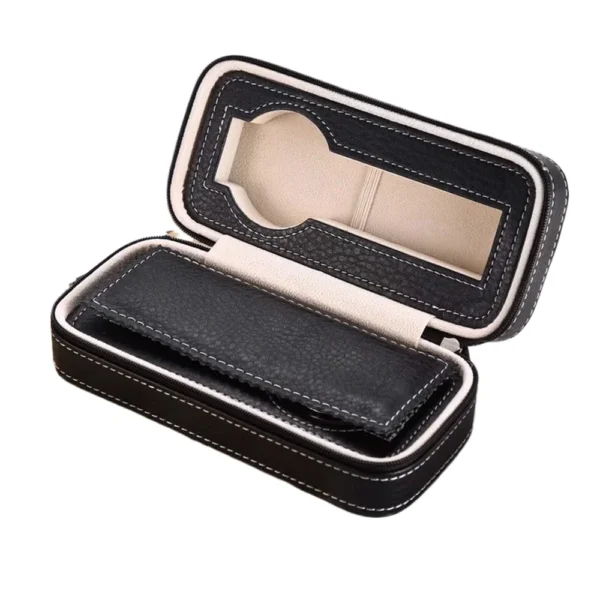Mens Watch And Jewelry Box — 2-slot, travel-ready
