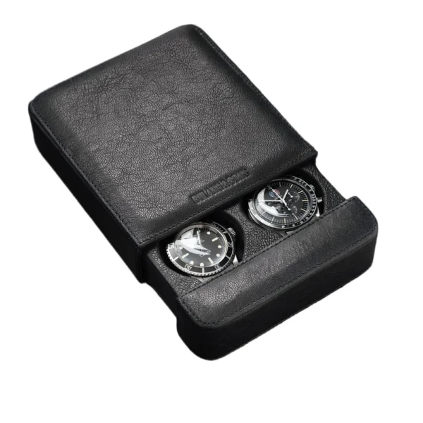 Luxury Leather Jewelry Boxes — Double-slot, with sliding-top drawer