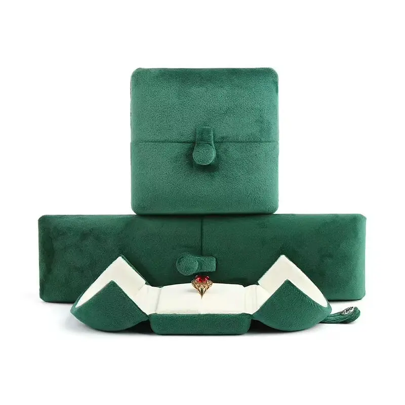 Petal-Open Velvet Jewelry Box — Soft-Pillow Set in 3 Sizes