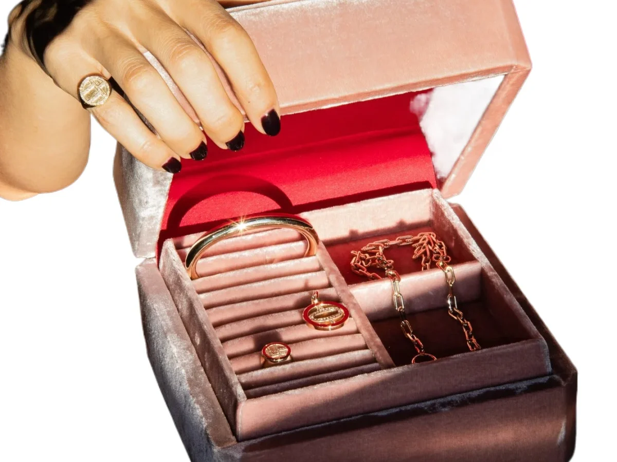 Pink Antique Velvet Earring & Jewelry Box