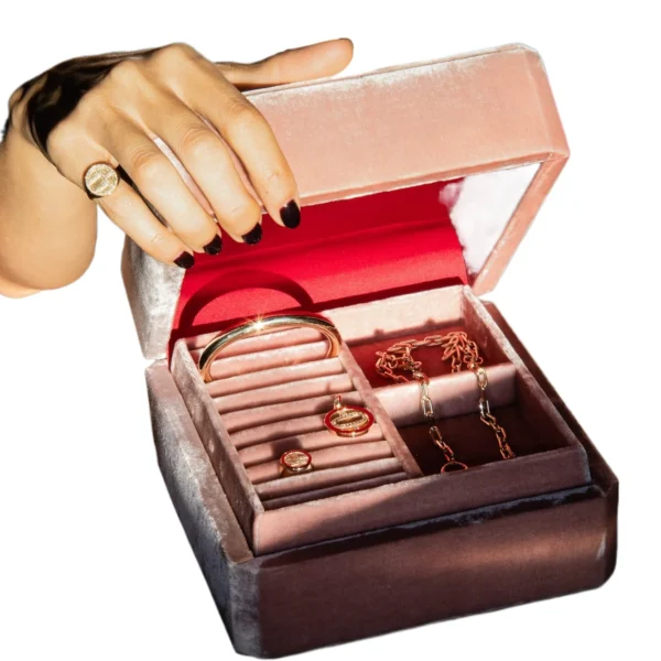 Pink Antique Velvet Earring & Jewelry Box