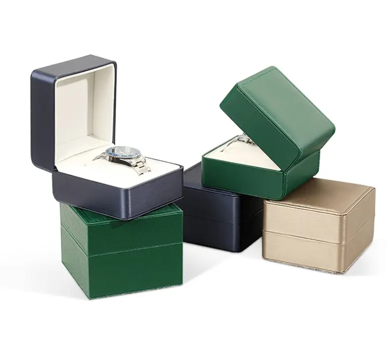 Rounded-Corner PU Leather Single Watch Box — Soft-Edge Retail Display