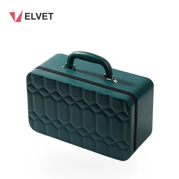 3-Tier Leather Jewelry Travel Box — small, in stock