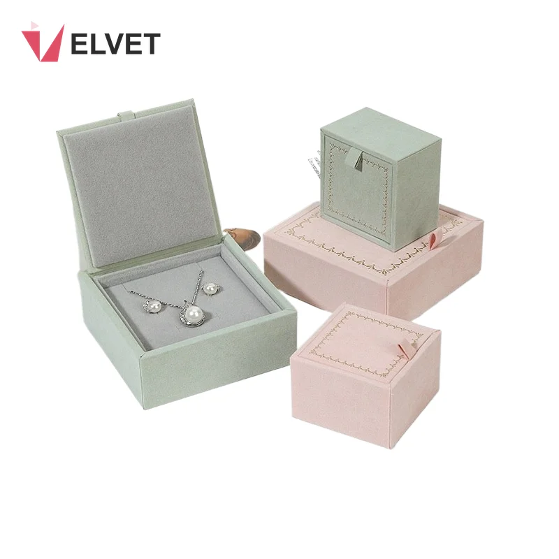 Square Gold-Border Flip-Top Jewelry Box with Ribbon Pull and Custom Logo