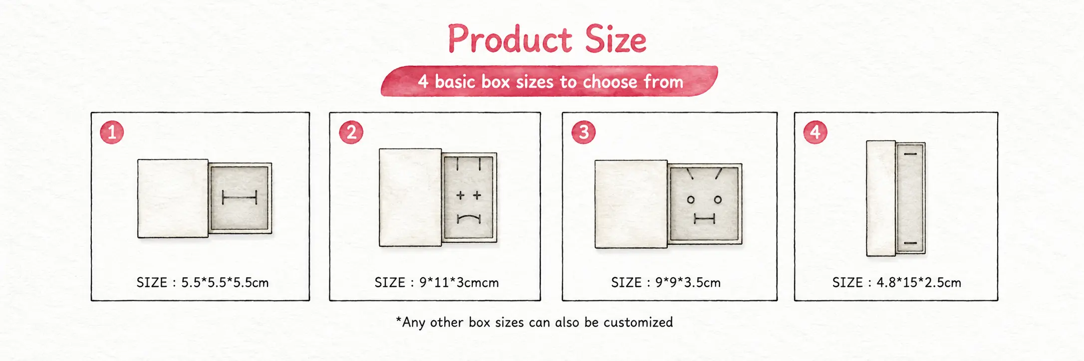 Basic box sizes — 4 standard sizes to choose from
