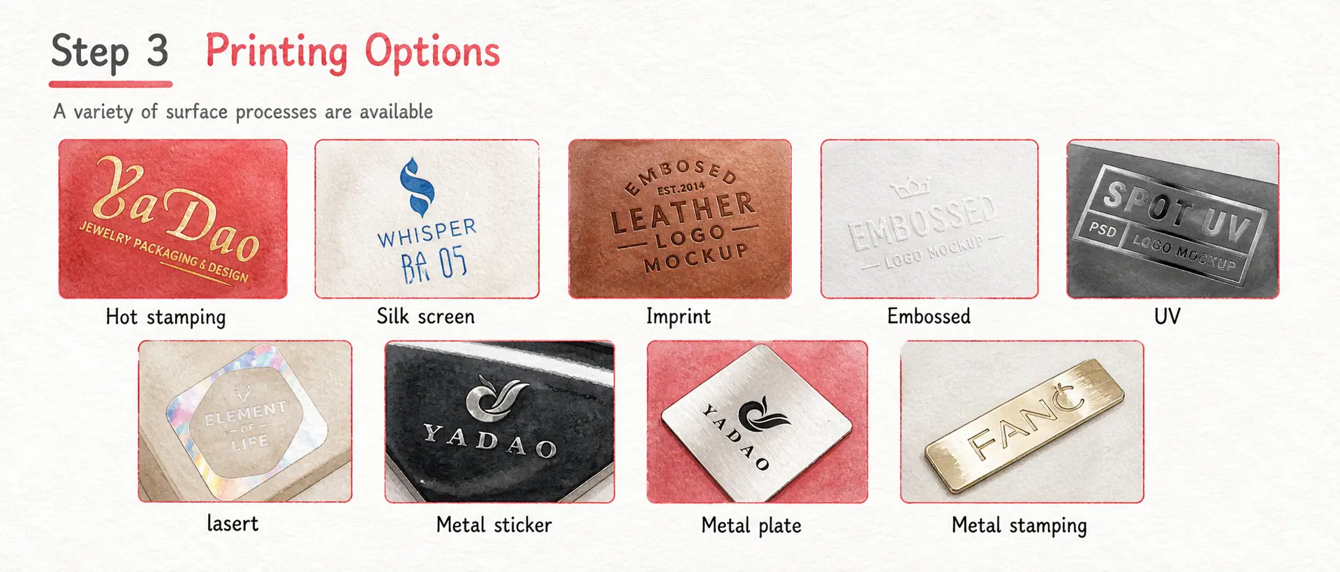 Printing and decoration options