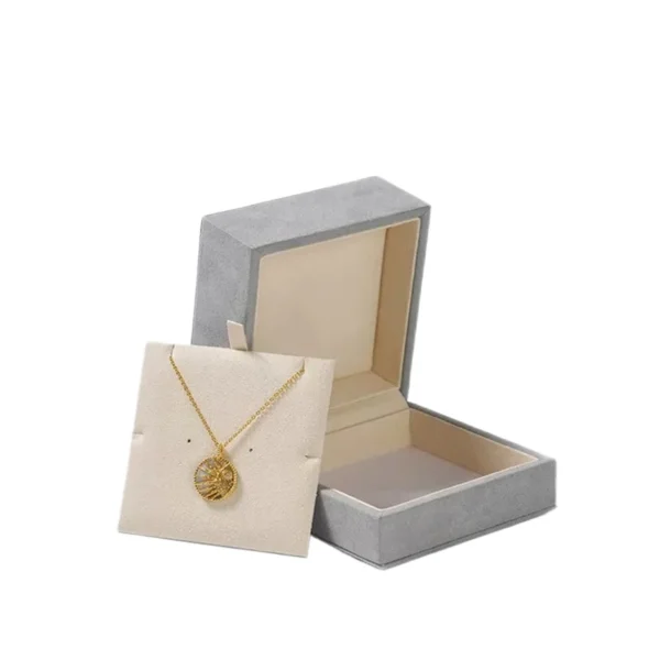 Suede Flip-Top Necklace & Pendant Box with Removable Display Card