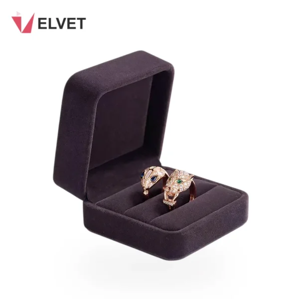 Velvet Flip-Top Double Ring Box with Twin-Slot Insert