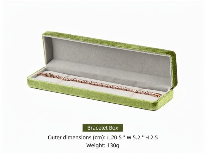 Corduroy bracelet box size guide - 20.5x5.2x2.5 cm, weight 130 g
