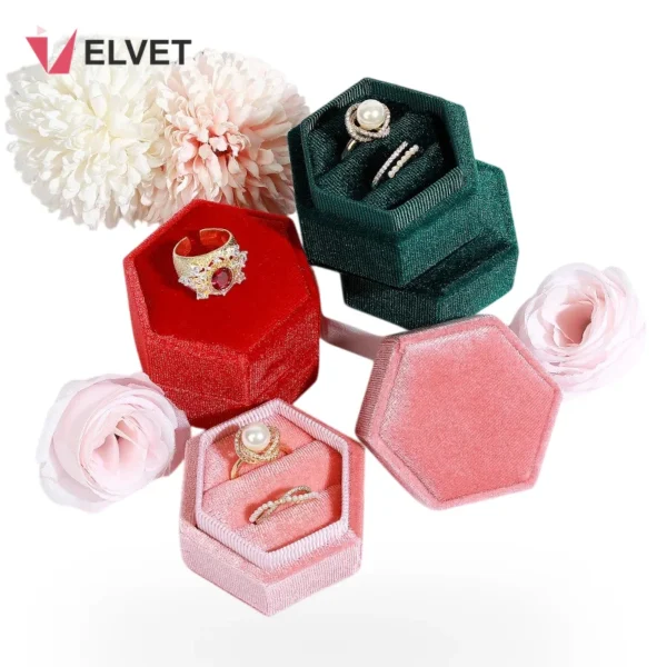 Hexagonal Korean Velvet Jewelry Box