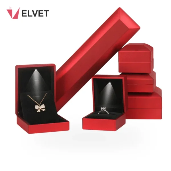 LED Light Jewelry Box with Seamless Lacquer Finish and Velvet Lining
