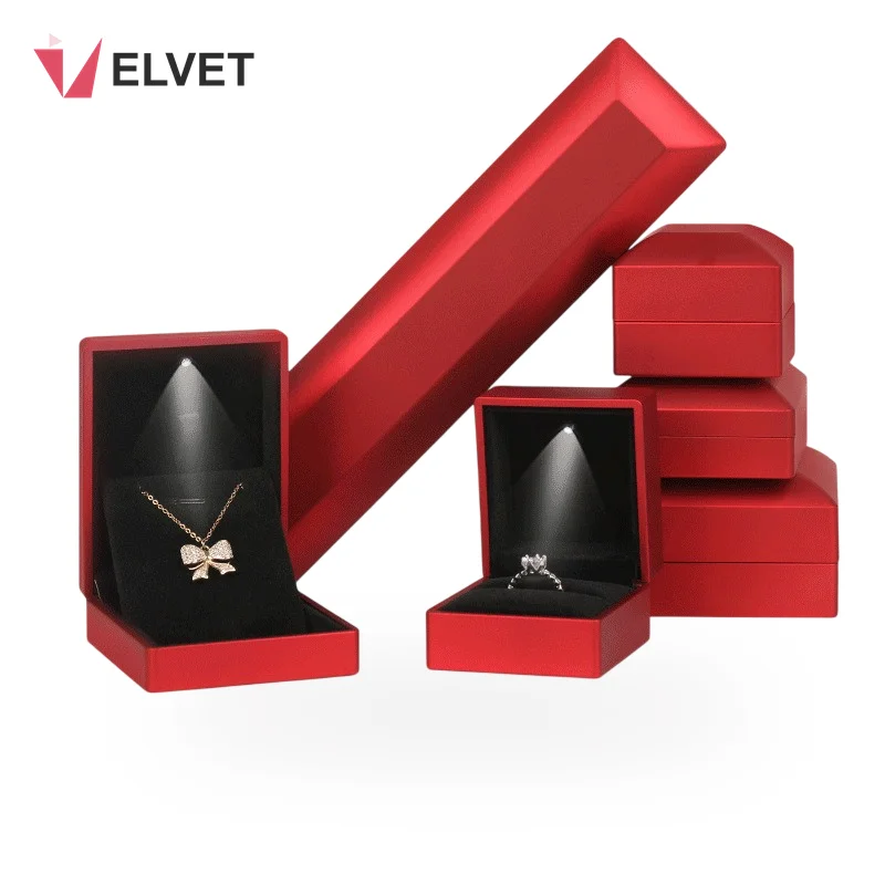 LED Light Jewelry Box with Seamless Lacquer Finish and Velvet Lining