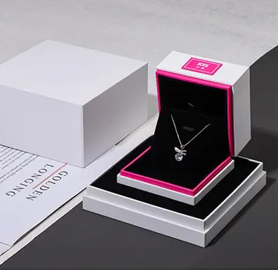 Luxury necklace box with contrast interior