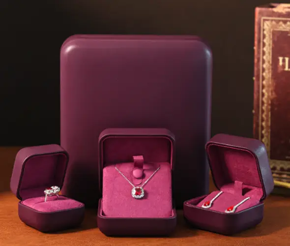 Burgundy rounded luxury jewelry box for premium collections