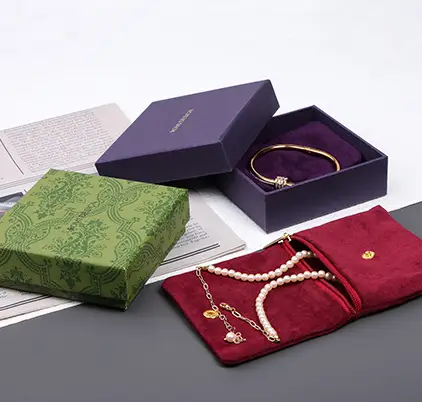 Reusable velvet jewelry pouch set