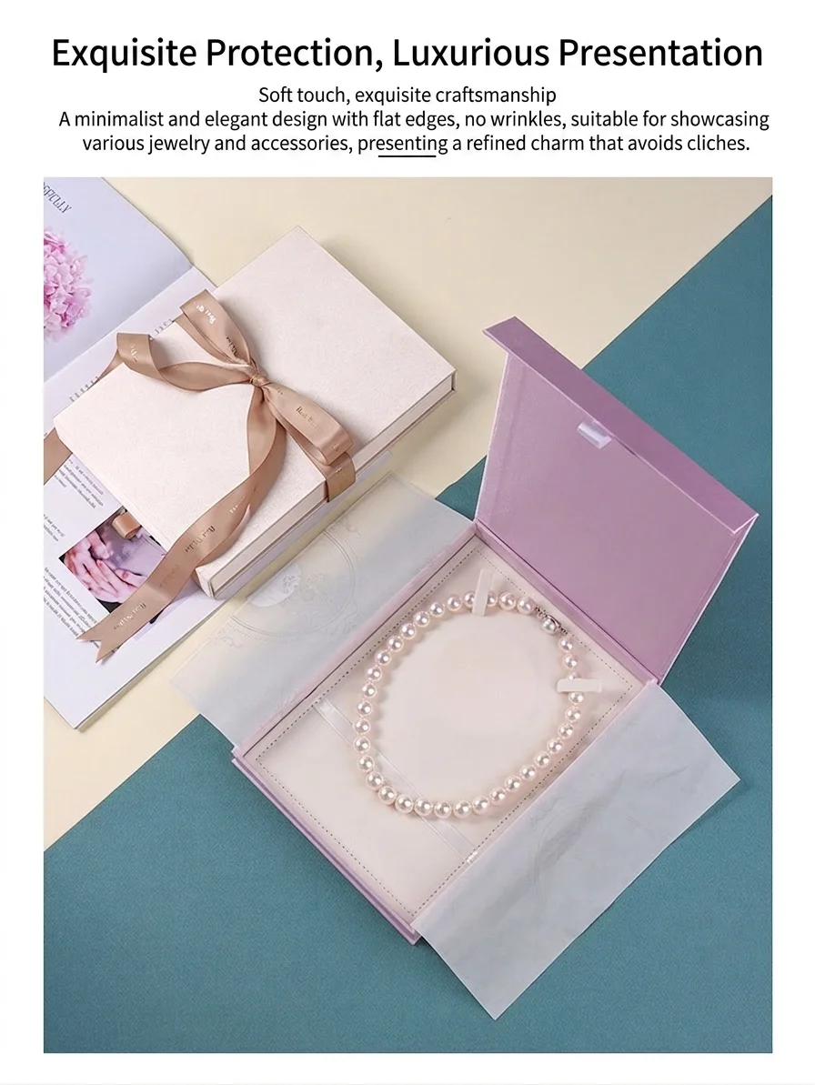 Thai-silk pearl necklace box with flat, wrinkle-free edges holding a pearl necklace - exquisite protection and luxurious presentation