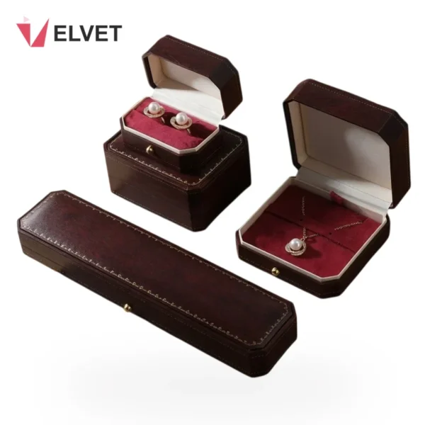 Vintage Octagonal PU Leather Jewelry Box