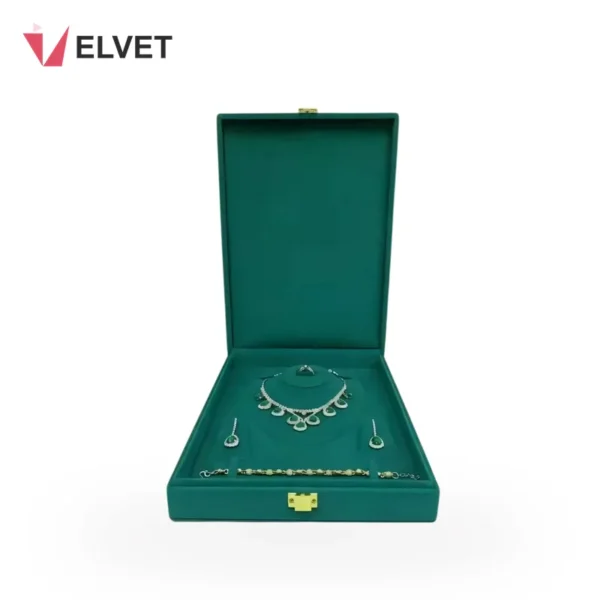 High-End Microfiber Jewelry Set Box for Diamond Necklace, Ring & Earrings