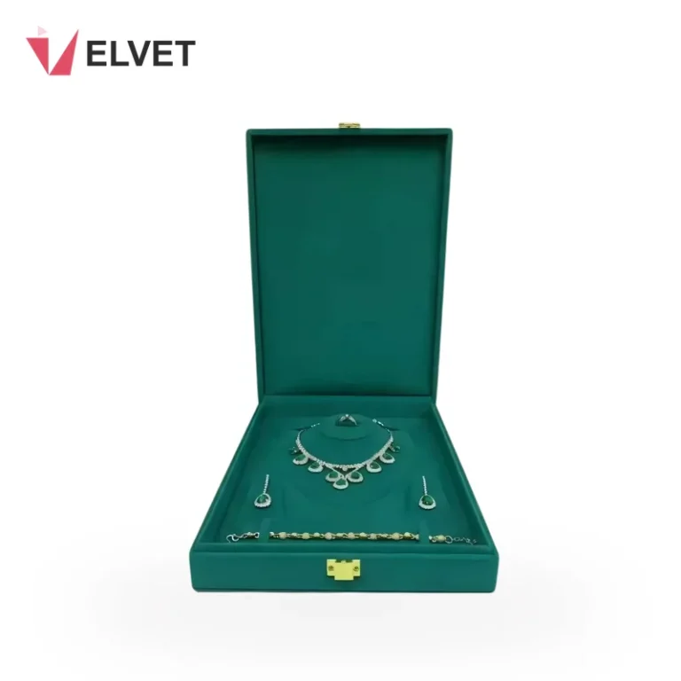 High-End Microfiber Jewelry Set Box for Diamond Necklace, Ring & Earrings